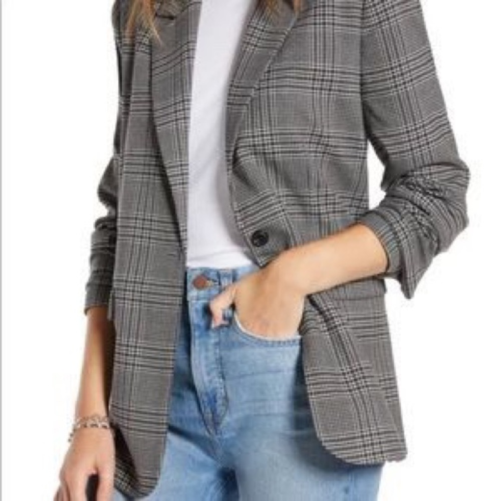 Black and white plaid blazer
